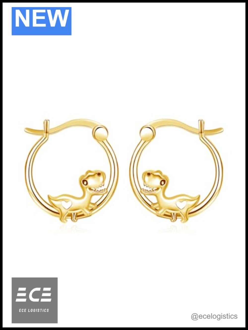 925 Sterling Silver Dinosaur Hoop Earrings Hypoallergenic Huggie